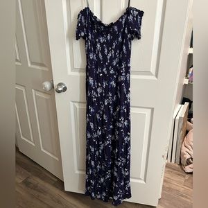 Off the shoulder blue floral dress